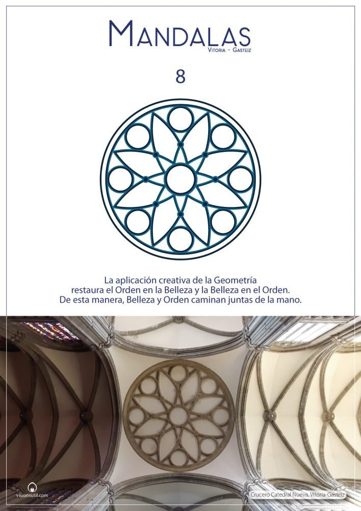Exposición de Mandalas en Vitoria-Gasteiz. Mandala geométrico decorativo en el crucero de la Catedral Nueva.