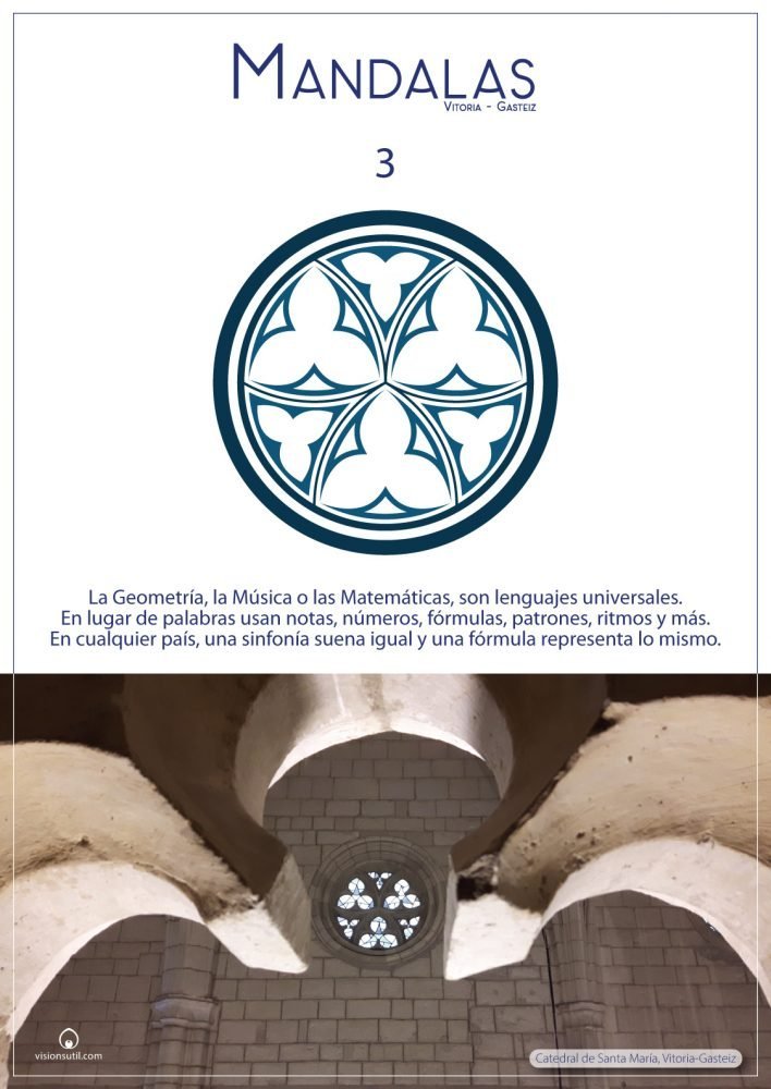 Exposición de Mandalas en Vitoria-Gasteiz. Trazado geométrico de un óculo de la catedral gótica de Santa María.