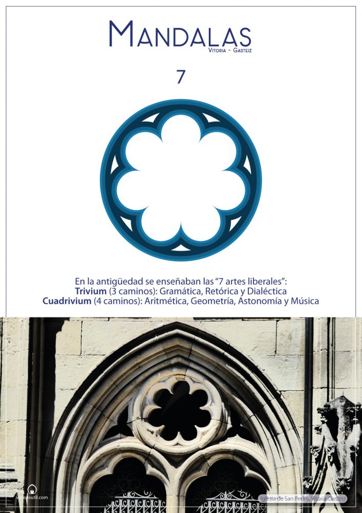 Exposición de Mandalas en Vitoria-Gasteiz. Óculo neogótico de 7 lóbulos en el pórtico de la Iglesia de San Pedro.