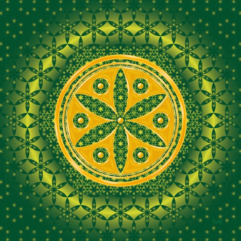 Mandala con un hexágono representando el patrón del orden y la belleza