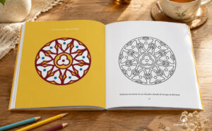 Libro abierto de mandalas y arte terapia